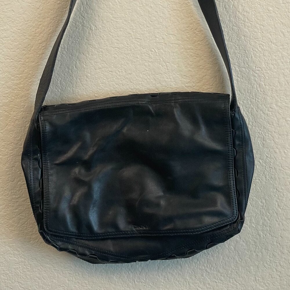 Vintage DKNY black leather satchel